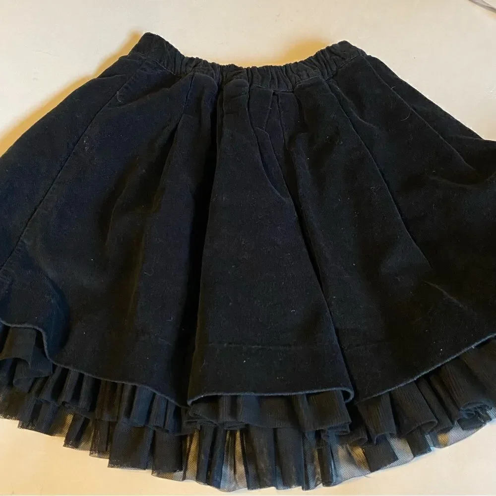 Cherokee girls thick black ruffle full circle skirt 100% cotton -5T